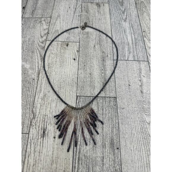 Express Costume Jewelry Necklace Signed Fringe Seed Bead Choker Boho Tribal 16" - Picture 6 of 6